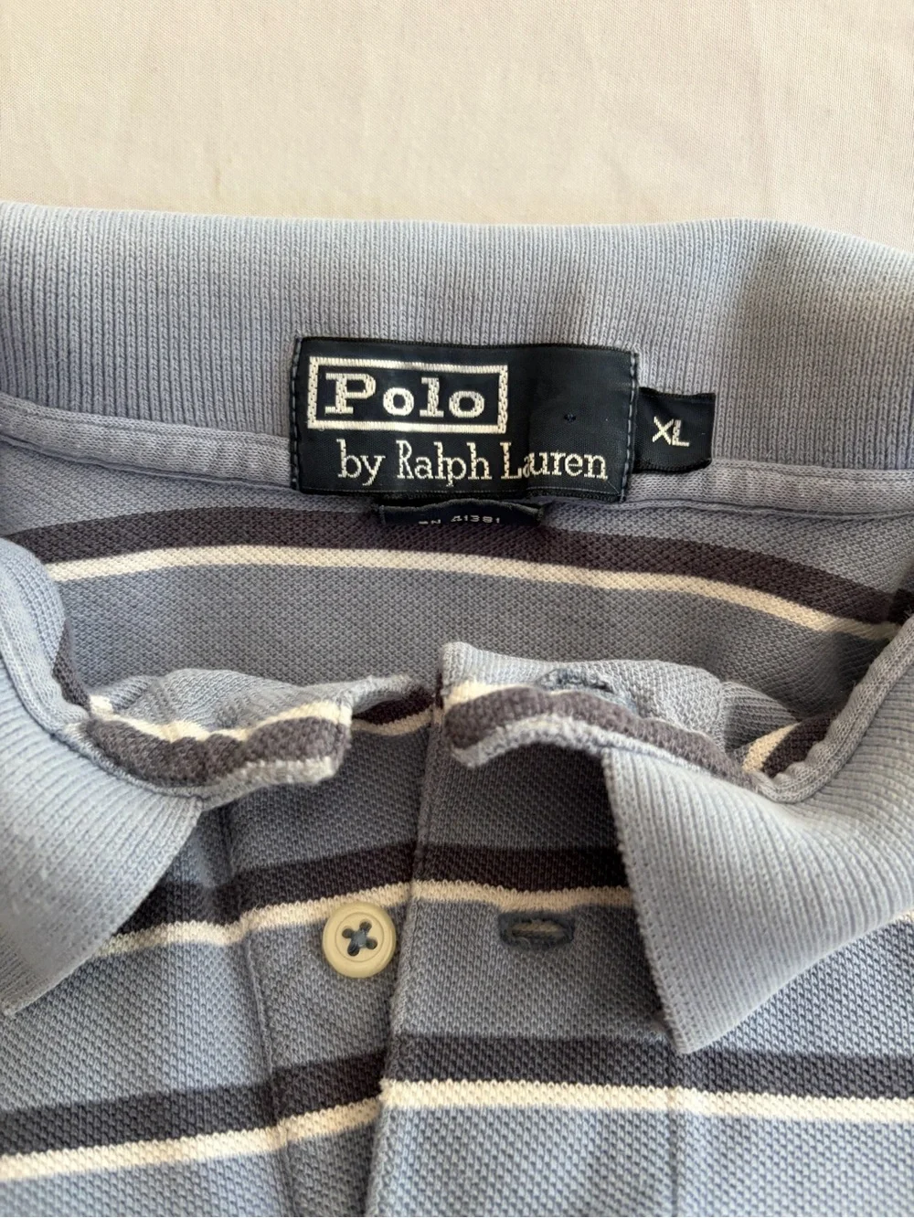 Ralph Lauren Men's Striped Polo - Light Blue & Gray Size XL